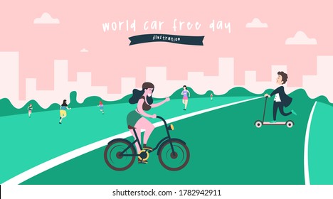 World car free day illustration vector. World car free day banner vector