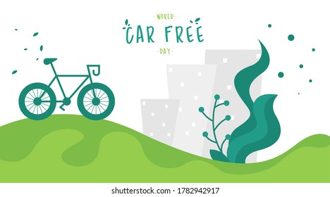 World car free day illustration vector. World car free day banner vector