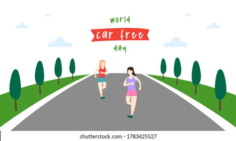 World car free day illustration vector. World car free day banner vector