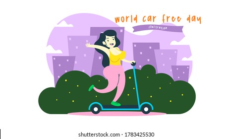 World car free day illustration vector. World car free day banner vector