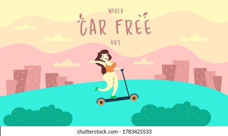 World car free day illustration vector. World car free day banner vector