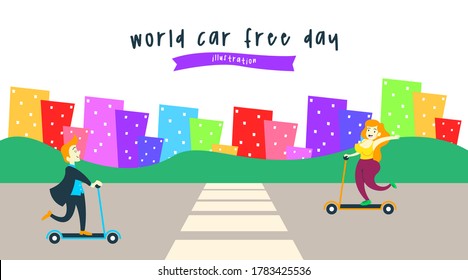 World car free day illustration vector. World car free day banner vector