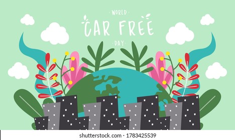 World car free day illustration vector. World car free day banner vector