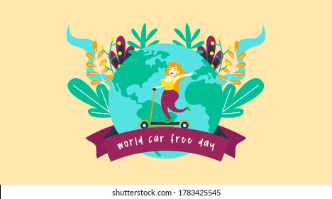 World car free day illustration vector. World car free day banner vector