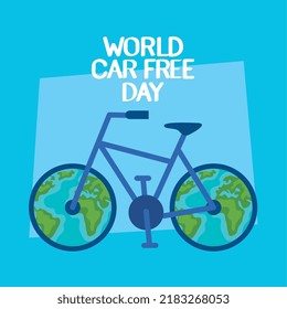 world car free day lettering card