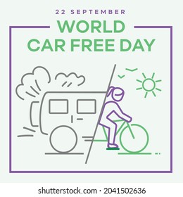 World Car Free Day  Vector Design Illustration. Car and bike line icon.