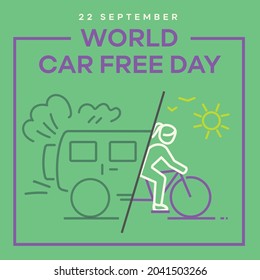 World Car Free Day  Vector Design Illustration. Car and bike line icon. 22 September.