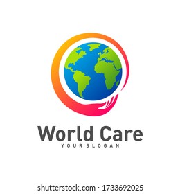 World Care logo design template vector, Earth Care logo concept creative, Icon Symbol