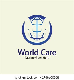 World Care Logo Template Design Vector, Emblem, Design Concept, Creative Symbol, Icon.