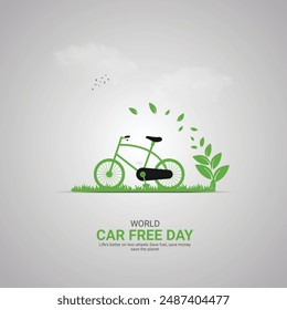 World Car-Free Day creative ads design. cycle, wheel and earth vector isolated on Template for background. Car-Free Poster, vector, 3d, illustration, Sep 22. Important day, Holiday concept.