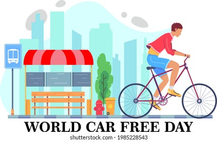  world car-free day.cartoon vector illustration of a nice hand-drawn bicycle.Global environment. A bicycle in vintage style with the planet Earth instead of a wheel is a symbol of a world car-free day