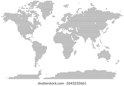 World cartography shown as rectangle shape dotted map art