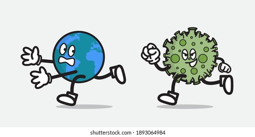 Charaktere der World-Cartoon-Welt, die von Viren-Zeichen, Zeichen, Vektorgrafiken,