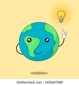 world cartoon cute thinking, save world vector design.