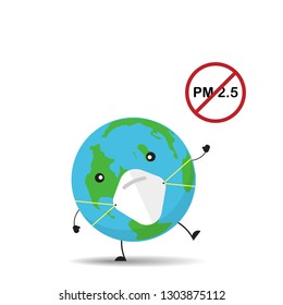 world cartoon cute use face mask protect pollution, vector design.