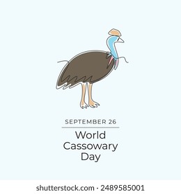 World Cassowary Day vector design template good for usage. Cassowary Day design. Continuous line drawing. eps 10.