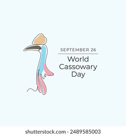World Cassowary Day vector design template good for usage. Cassowary Day design. Continuous line drawing. eps 10.