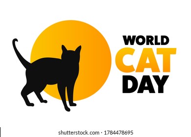 Welt-Katze-Tag. 8. August. Urlaubskonzept. Vorlage für Hintergrund, Banner, Karte, Poster mit Texteinschrift. Vektorgrafik EPS10