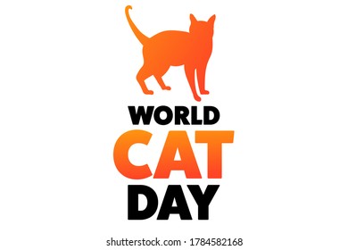 World Cat Day. August 8. Holiday concept. Template for background, banner, card, poster with text inscription. Vector EPS10 illustration
