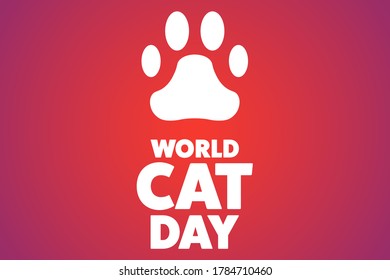 Día Mundial del Gato. 8 de agosto. Concepto de vacaciones. Plantilla para fondo, banner, tarjeta, afiche con inscripción de texto. Ilustración del vector EPS10