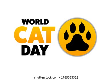 World Cat Day. August 8. Holiday concept. Template for background, banner, card, poster with text inscription. Vector EPS10 illustration