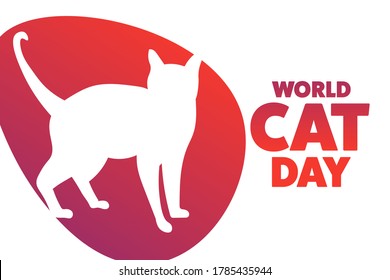 World Cat Day. August 8. Holiday concept. Template for background, banner, card, poster with text inscription. Vector EPS10 illustration. 
