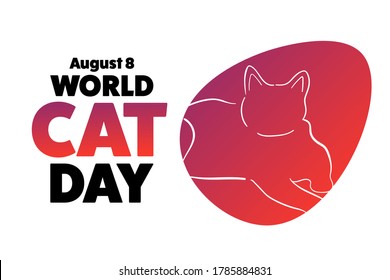 World Cat Day. August 8. Holiday concept. Template for background, banner, card, poster with text inscription. Vector EPS10 illustration