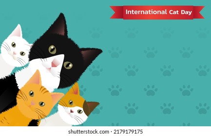 World Cat Day concept. Holiday concept. Template for background, Web banner, card, poster