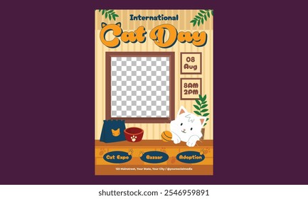 World Cat Day Flyer. Vector illustration.