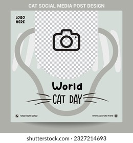 World cat day instagram and facebook post template