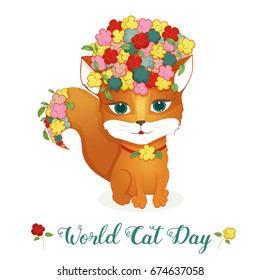 World Cat Day. International holiday. Vector illustration