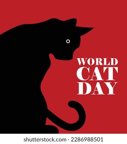 World cat day, international cat day, vector illustration, flyer, banner, social media post, poster, typography, icons, cat face, cat body shape