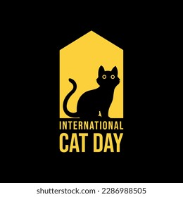 World cat day, international cat day, vector illustration, flyer, banner, social media post, poster, typography, icons, cat face, cat body shape