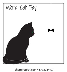 World cat day. The silhouette of a cat.