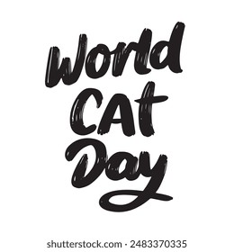 Letras del Día Mundial del Gato. Arte vectorial dibujado a mano.