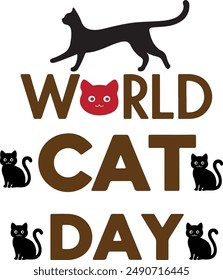World cat day, typographic T shirt design vector illustration