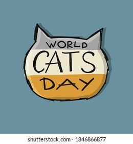 Día Mundial de los Gatos. Cara de gato, boceto para tu diseño. Ilustración del vector