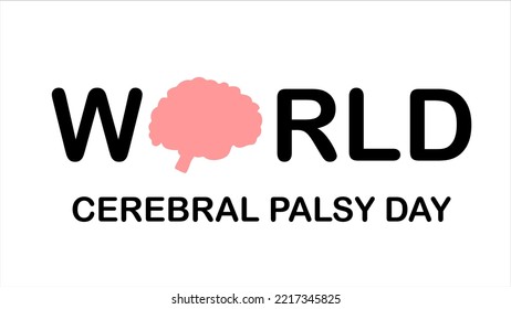 World Cerebral Palsy Awareness day poster, concept, Banner, template with pink Vector brain illustration and text.