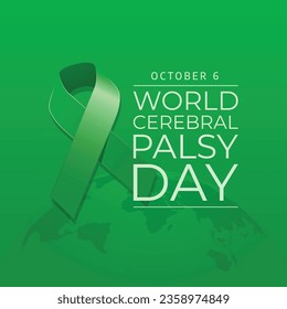 World Cerebral Palsy Day design template good for celebration usage. green ribbon flat design. ribbon design. flat design. vector eps 10.