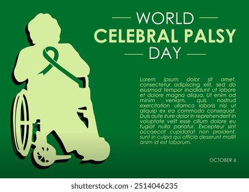 World Cerebral Palsy Day design template good for celebration usage. green ribbon flat design. ribbon design. flat design. vector illustration 