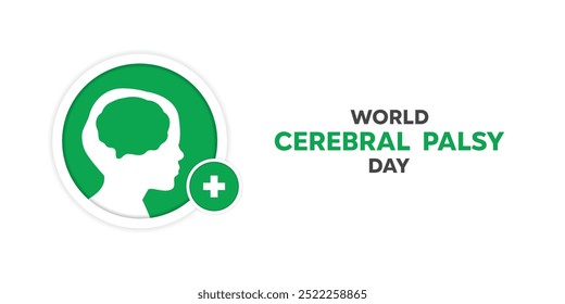 World Cerebral Palsy Day. Human, brain and plus icon. Great for cards, banners, posters, social media and more. White background.