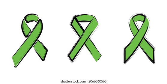 World Cerebral Palsy day on october 6. Cerebral palsy (CP) is a posture and movement disorder caused by damage to the brain (baby or childeren). Vector icon, pictogram or logo. Green ribbon.