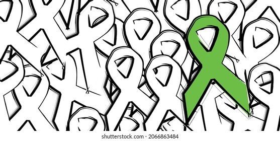 World Cerebral Palsy day on october 6. Cerebral palsy (CP) is a posture and movement disorder caused by damage to the brain (baby or childeren). Vector icon, pictogram or logo. Green ribbon.