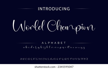 World Champion calligraphy script. Vector alphabet.