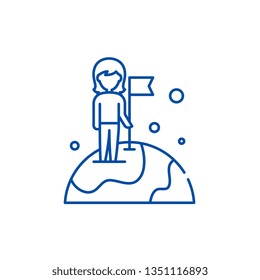 World champion line icon concept. World champion flat  vector symbol, sign, outline illustration.