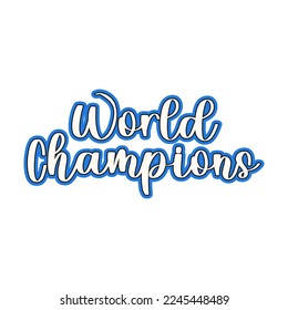 World Champions V44 Typography Patch Streetwear, Urban Design Baby Blue Colors Patch Commercial Use