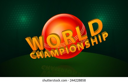 World Championship concept with red glossy ball shining in green stadium lights.