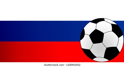 World championship football cup 2018. Russian flag with football suitable for banner or background.