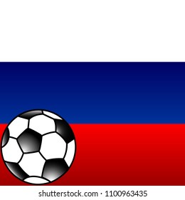 World championship football cup 2018. Russian flag with football suitable for banner or background.