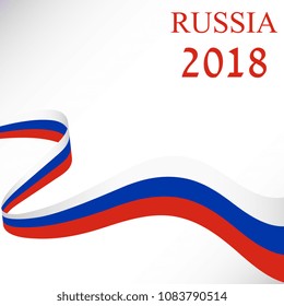 World championship football cup in Russia. Wavy flag of Russia. Poster soccer template. Vector Illustration